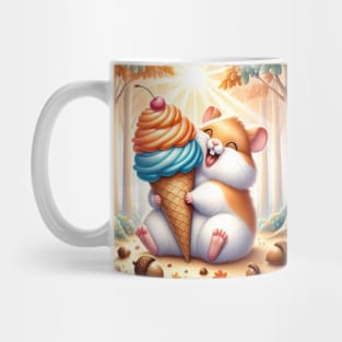 Fluffy Hamster Eating Ice Cream Mug